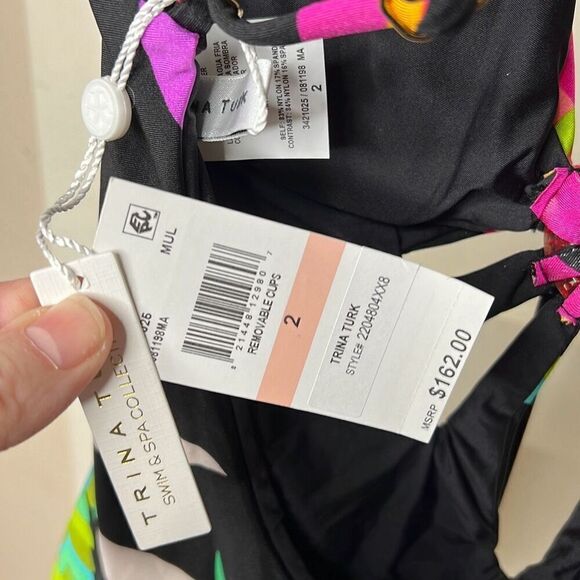 Trina Turk BIRDS OF PARADISE CUT MAILLOT One Piece Swimsuit NWT Size 2 - Picture 7 of 10